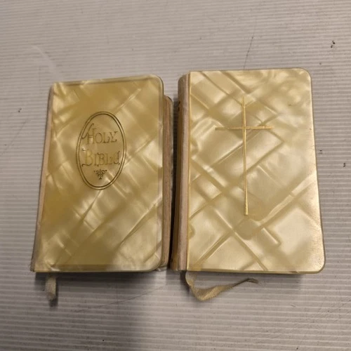Vintage Holy Bible & Common Prayer Book Set Collins Mother of Pearl Covers 1965