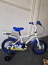Apollo Police Patrol 14in Kids Bike White/Blue with Stabilisers & Basket