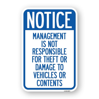#ad Management Is Not Responsible for Theft or Dama Heavy Gauge Metal Parking Sign $43.99
