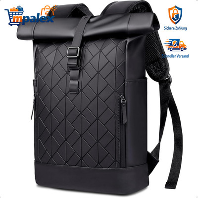Rolltop Rucksack 31L wasserdicht mit Laptopfach Reise Business Fahrrad Schwarz