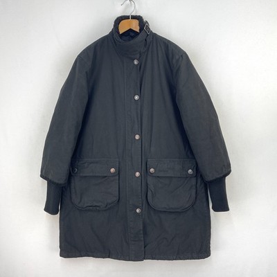 Barbour Snow Mac Parka Coat Womens 14 Black Wax Trench Overcoat Chung Jacket