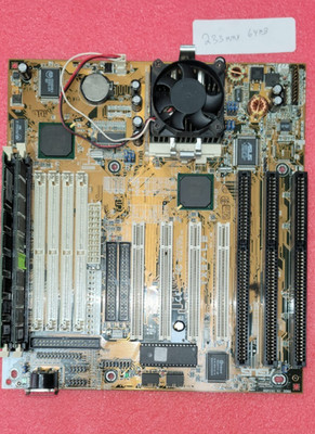 Vintage ASUS TX97-LE Motherboard w/ 233mmx CPU, Fan, & 64mb RAM