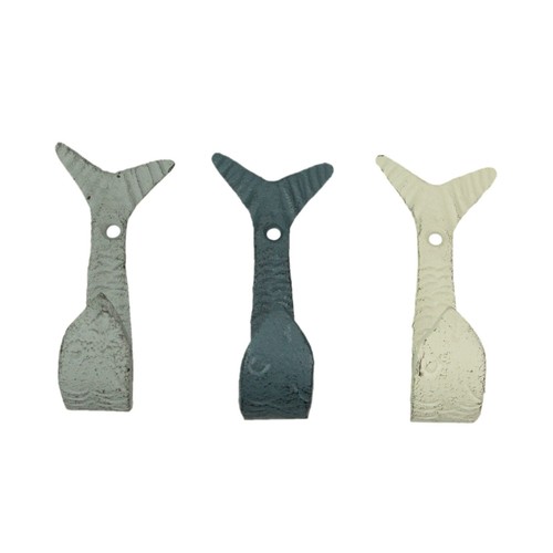 Juego de 3 ganchos de pared volteadores para peces - 4" - azul, gris, blanco - decoración costera - Imagen 2 de 9