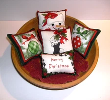Christmas mini pillows bowl fillers, tucks #A-set of 5-Merry Christmas