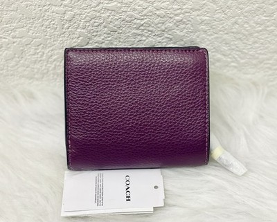 Coach Snap Wallet - C2862 Lilac Purple/Silver Pebbled Leather w/C