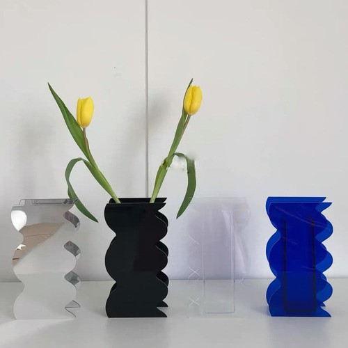 Acrylic Hydroponic Vases Wave Shape Flower Jar INS Floral Container Pot Party