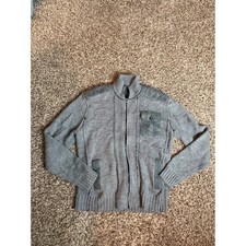 INC International Concepts Mens Gray Knit Full Zip Sweater Jacket Size L