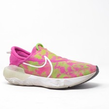 Nike React Flow Girls Youth Kids Shoes Tie Dye Pink Green Slip On 3.5Y