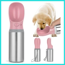 Portable Dog Water Bottle, 14 OZ, Stainless Steel Leak Proof Puppy Water Disp...