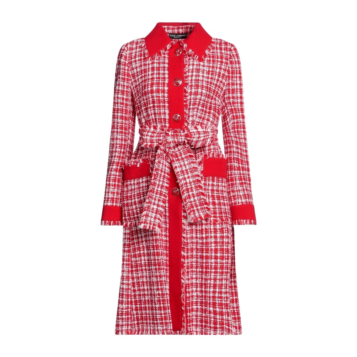D&G/DOLCE＆GABBANA/ チェックコート 26/40 ナポレオンコート/金ボタン 