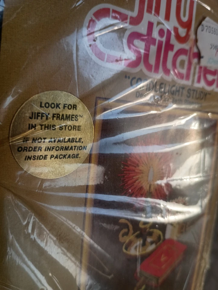 Kit de bordado vintage Jiffy Stitchery Crewel "Leitura por luz de lâmpada" NOVO - Imagem 3 de 4