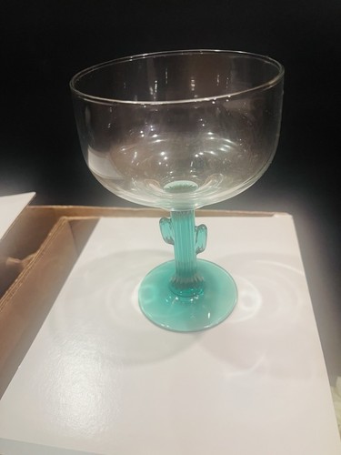 Libbey Green Cactus Stem Margarita Set 7 Pieces. HIGH QUALITY GLASS GLASSWARE - Picture 6 of 8
