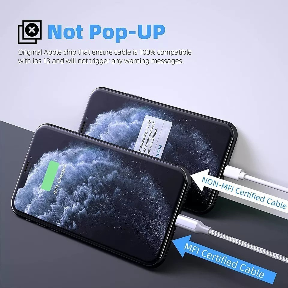 USB Fast Charger Cable For iPad iPhone  6 8  X 11 12 13 14  Safety 3-PACK 3 FT