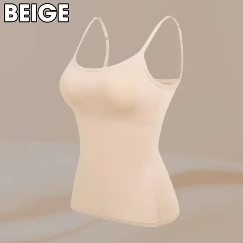 Women Camisole with Built in Bra Padded Tank Top Sexy Spaghetti Strap Vest Cami