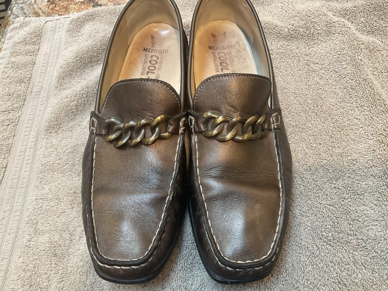MEPHISTO Wmns SZ 9.5 COOL-AIR Comfort Loafers Gold Chain Shoe