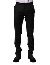 Dolce & Gabbana Black Wool Formal Men Slim Men's Pants Authentic