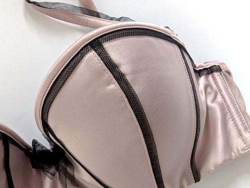 La Senza Balconette underwired Bra 34B satin light pink/black - Picture 5 of 9