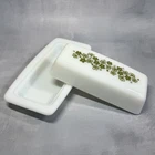 Vintage Pyrex USA 72-B Spring Blossom Crazy Daisy Green Flower Butter Dish Lid