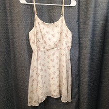 FOREVER 21 Floral Chiffon Sundress Zip Sleeveless Medium White Pink