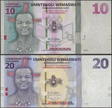 Eswatini/Swaziland PNEW B101a B102a 10 EMALANGENI 20 EMALANGENI 2024 @ EBS