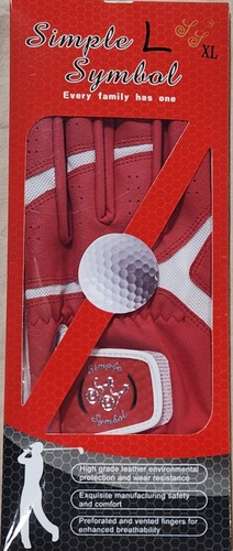 Simple Symbol Herren XL rot/weiß Leder Golfhandschuh Linkshand atmungsaktiv - Bild 3 von 4