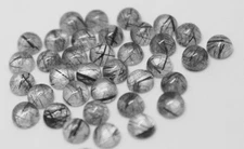 7mm Black Rutile Round Cabochon For Making Jewelry