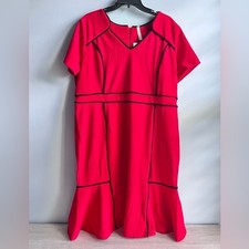 NY Collection Plus Size Short Sleeve Piped Detail Dress Size 1X
