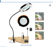 10X Magnifying Glass with Light and Clamp, 3 Color Modes, Dimmable