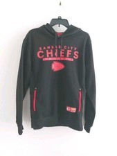 NFL Kansas City Chiefs Hoodie Sweatshirt Mens Medium Pullover Black Red Trim EUC