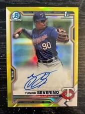 2021 Bowman Yunior Severino Chrome Auto 1st Yellow Refractor #/75
