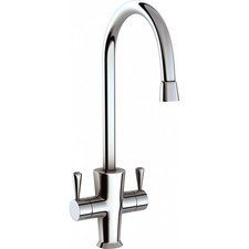 Carron Phoenix Flora Chrome Dual Lever Kitchen Tap Brass J-Spout Swivel