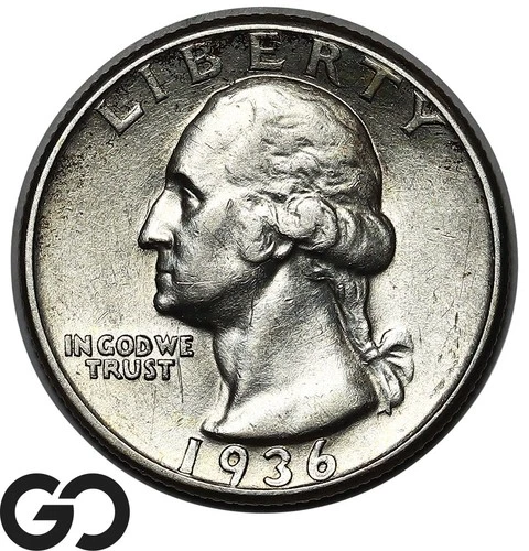 1936-S Washington Quarter, Choice AU Tougher Date