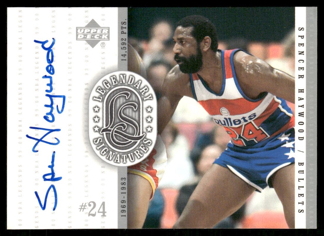 Spencer Haywood #SH Basketball Cards 1999 Upper Deck Legends Legendary Signature trading card — raw and PSA graded price guide