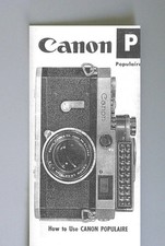 Canon P Populaire Instruction Manual Reprint