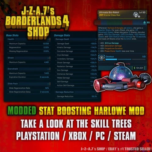 Borderlands 4✨ MODDED CRAZY STATS HARLOWE CLASS MOD BL4 ✅PC-PS-XBOX✨