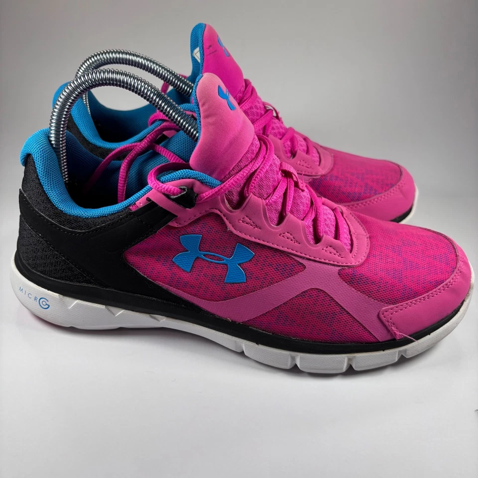 Zapatos para correr Under Armour Micro G Pulse para mujer rosa azul negro talla 10 Foto 4 de 4