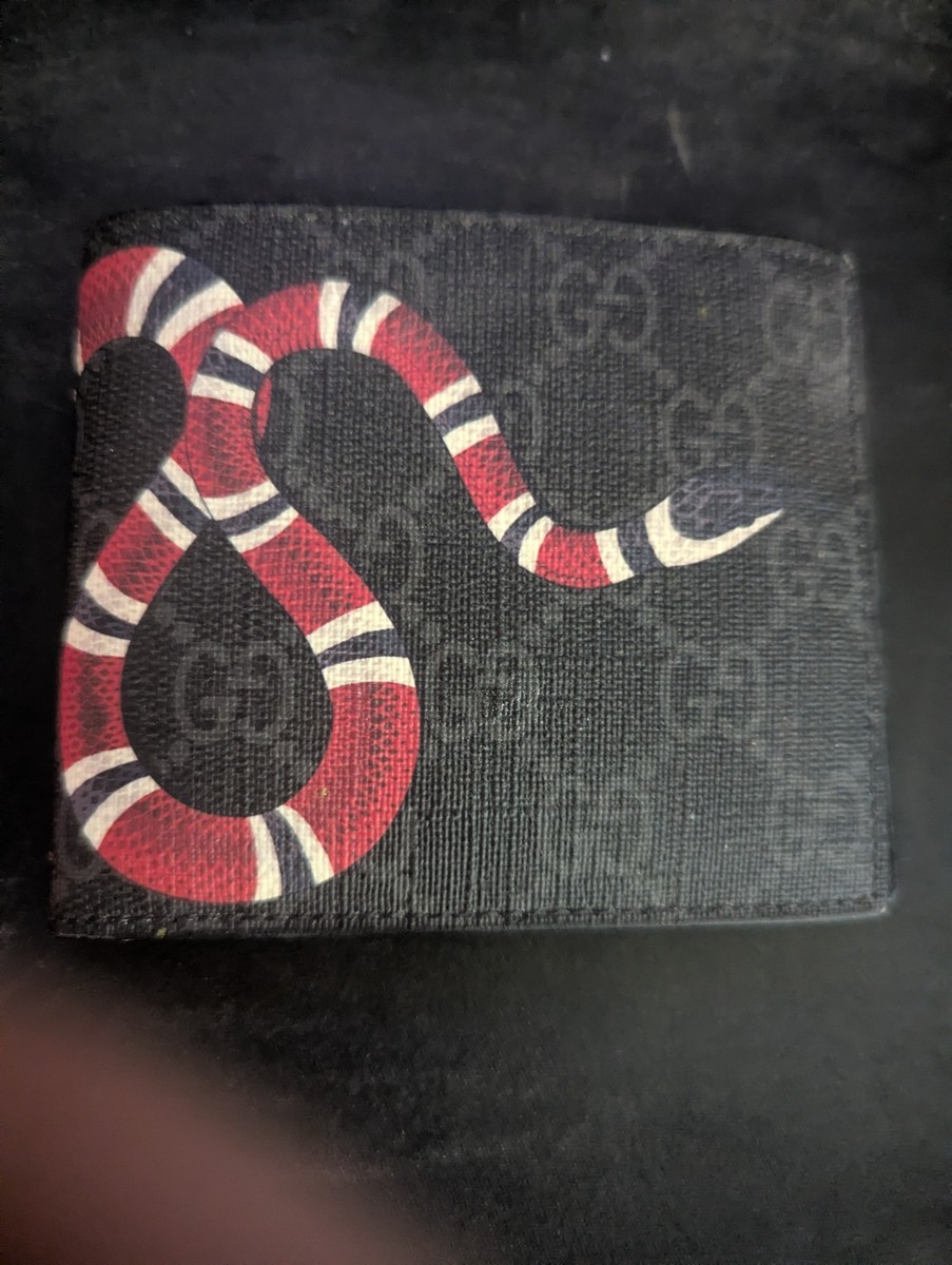 Gucci Kingsnake GG Supreme Print Leather Bifold Wallet With Box | eBay