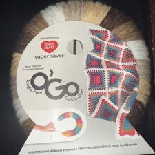 O'Go Red Heart Yarn Super Saver Tangle Free Quick Start Acrylic Woodgrain