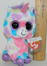 RETIRED TY #60 beanie Baby Boos Boo's WISHFUL THE UNICORN horse 6" big eyes nwt