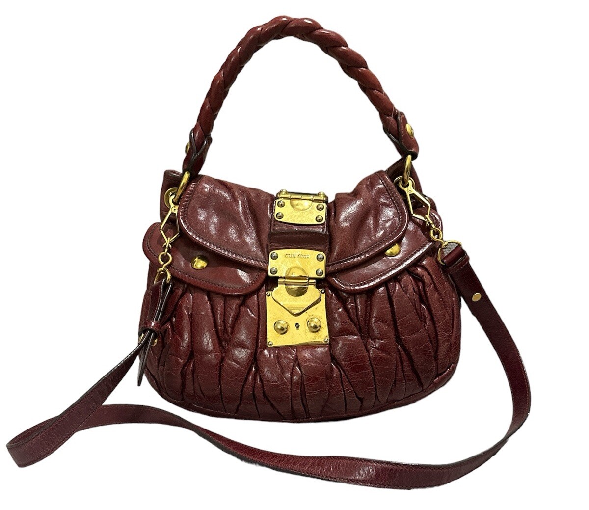 Miu Miu Shoulder Bag Maroon Vintage Preowned | eBay