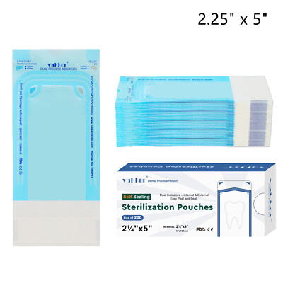 200pcs 2.25'' x 5'' Self Sealing Sterilization Pouches Disposable Autoclave Bags