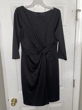 DAVID MEISTER Size 12 Quarter Sleeve Midi Dress Black