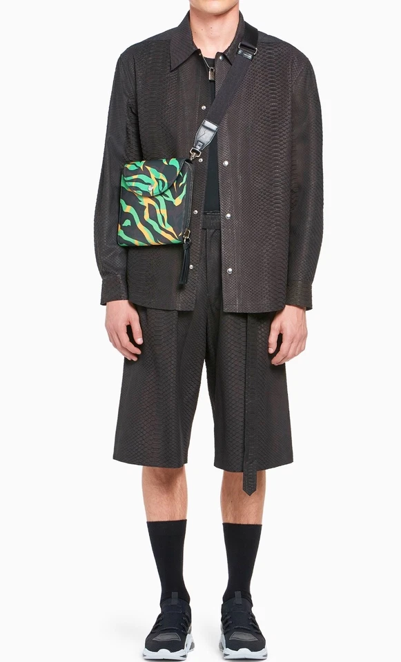 $2400 NEW ROBERTO CAVALLI PYTHON SKIN BERMUDA WIDE LEG SHORTS M/ITALY SIZE 48/32