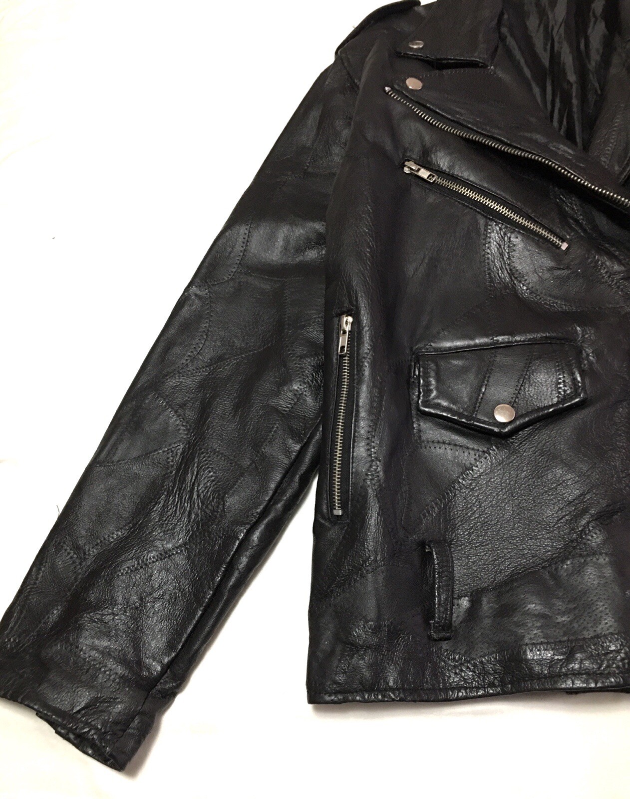 Flight Path Leather Patch Work  Jacket Small Blac… - image 3