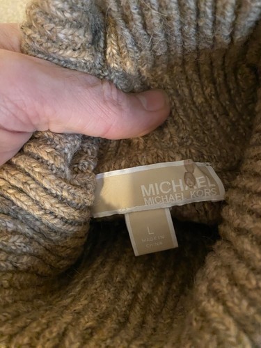 Michael Kors Poncho Cape Maglione Girocollo Marrone Beige Taglia L Tasche Oversize - Foto 9 di 21
