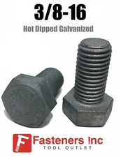 3/8"-16 Hex Cap Screw Hot Dipped Galvanized Hex Bolt 3/8-16