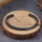 Vintage Rustic Men Bracelet Nordic Stainless Steel Cuff Black Bangle Jewelry Box