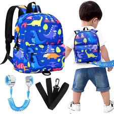 Toddler Harness Backpack Leash, Baby Dinosaur Backpacks with anti Lost Wrist Lin