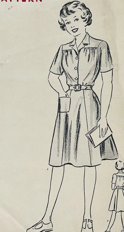 1950's Vintage Pattern Blackmore 7591 Girls Shirt Dress Size 10 to 11 28" chest - Image 3 of 4
