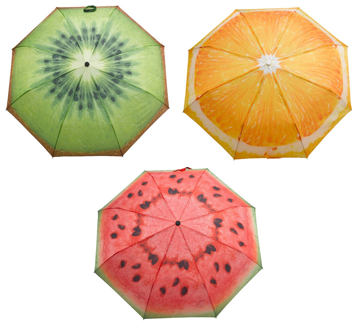 Kiwi Orange Watermelon Fruit Design Umbrella Nylon Folding